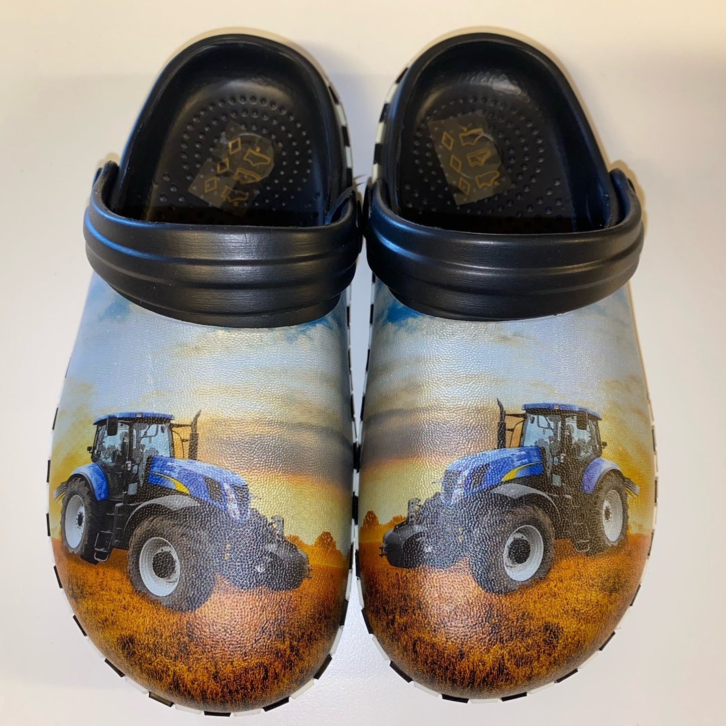 Træsko i plast - Blå traktor