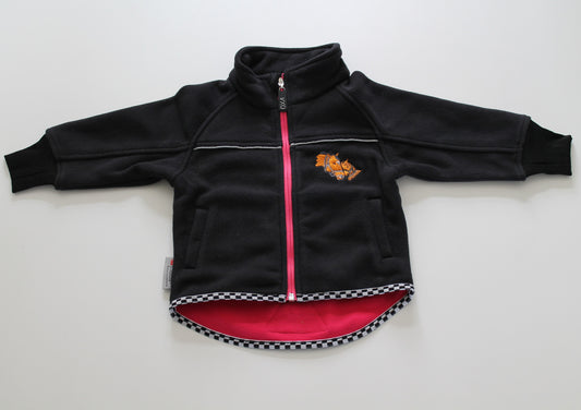 Fleecetrøje sort med heste motiv