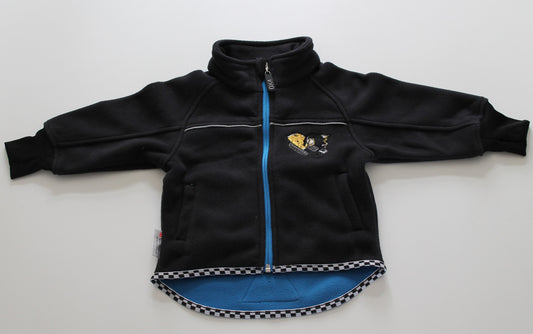 Fleecetrøje sort med gul gravko