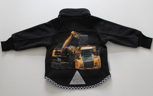 Fleecetrøje sort med gul gravko