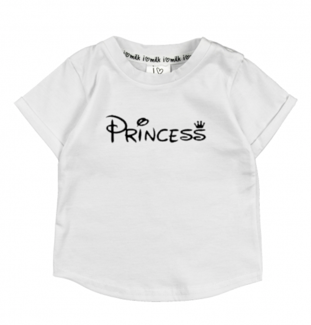 Princess T-shirt Pige Hvid I Love Milk