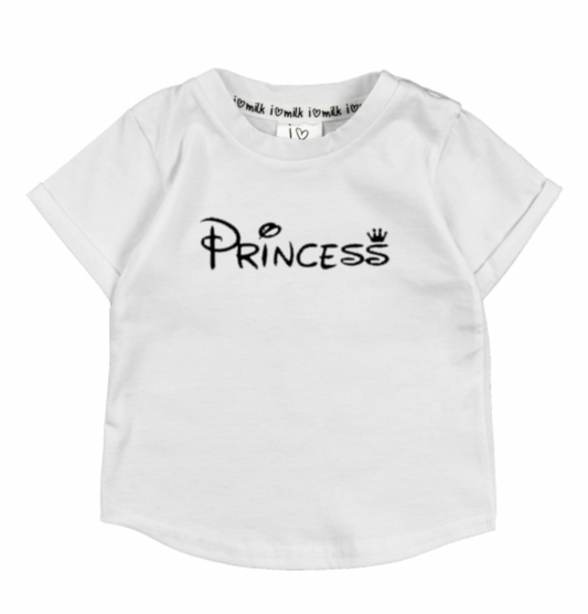 Princess T-shirt Pige Hvid I Love Milk