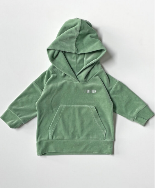 Hoodie Støvet Grøn Barn I Love Milk