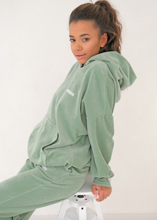 Hoodie Støvet Grøn Mor I Love Milk