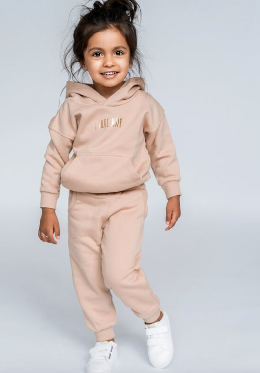 Beige Hoodie Barn I Love Milk