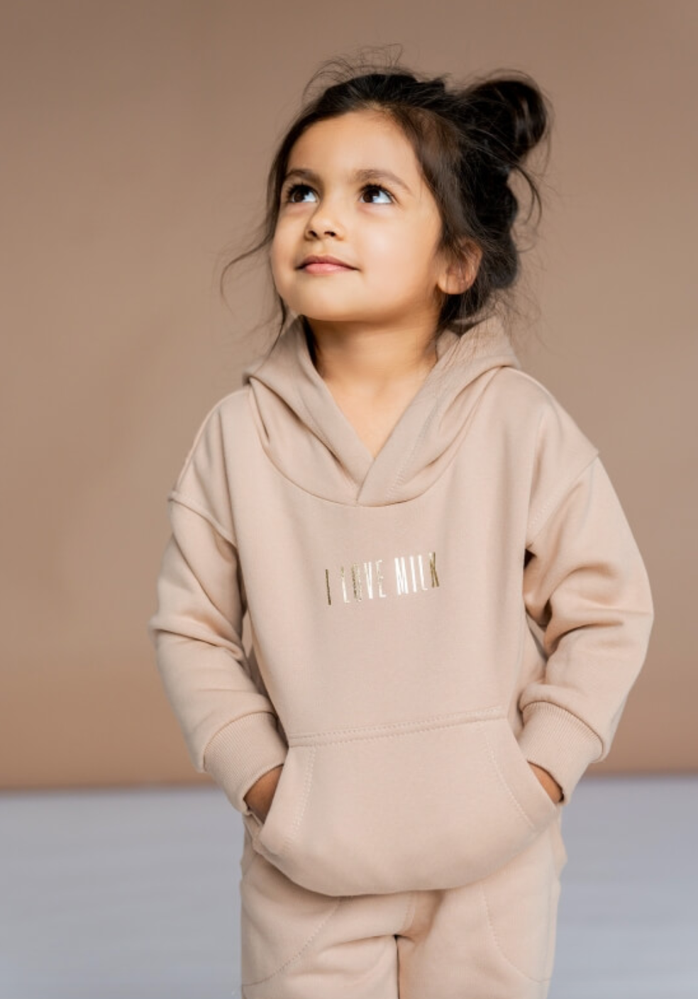 Beige Hoodie Barn I Love Milk