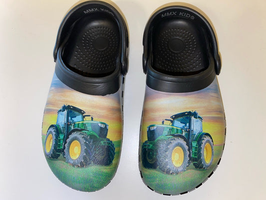 Træsko i plast - Grøn traktor