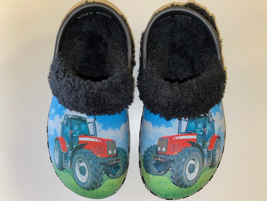 Træsko i plast - Rød traktor med for