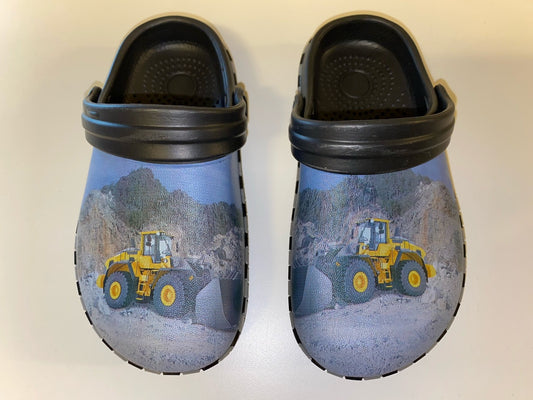 Træsko i plast - Gul gummiged i stengrav