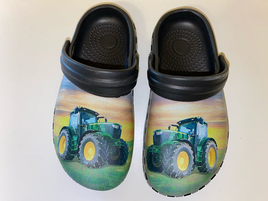 Træsko i plast - Grøn traktor