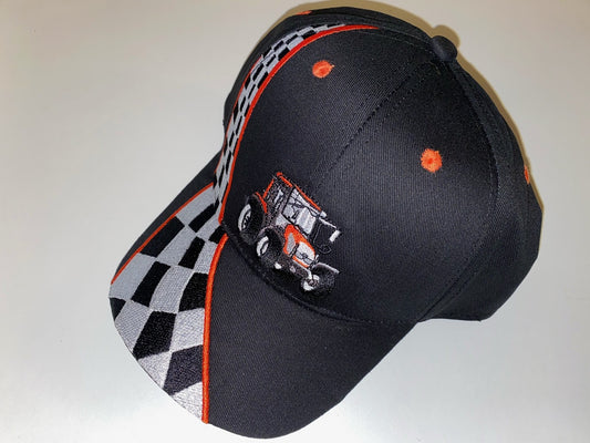 Kasket med rød traktor