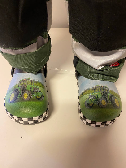 Træsko i plast - Grøn traktor